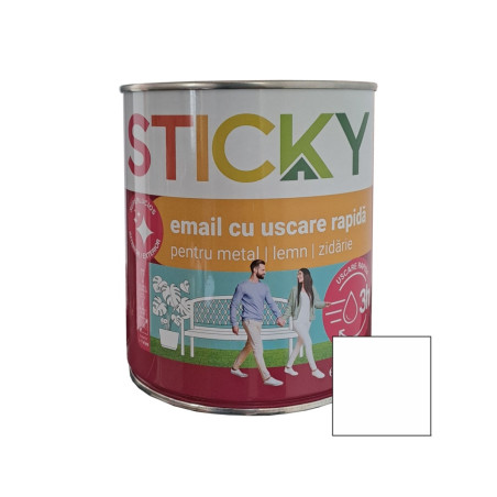 Vopsea alchidica pentru lemn / metal, Sticky uscare rapida, interior / exterior, alb, 0.75 L