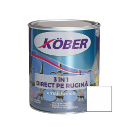 Vopsea alchidica pentru metal Kober 3 in 1, interior / exterior, alb, 0.75 L