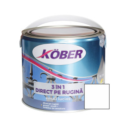 Vopsea alchidica pentru metal Kober 3 in 1, interior / exterior, alb, 2.5 L