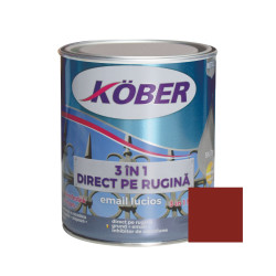 Vopsea alchidica pentru metal Kober 3 in 1, interior / exterior, rosu maro, 0.75 L