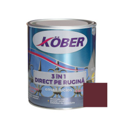 Vopsea alchidica pentru metal Kober 3 in 1, interior / exterior, rosu vin, 0.75 L
