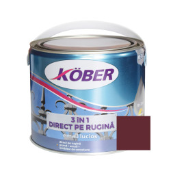 Vopsea alchidica pentru metal Kober 3 in 1, interior / exterior, rosu vin, 2.5 L