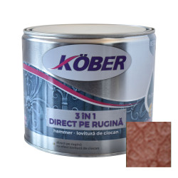 Vopsea alchidica pentru metal Kober Hammer, efect lovitura de ciocan, interior / exterior, orange cupru E81305, 2.5 L