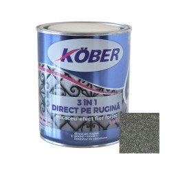 Vopsea alchidica pentru metal Kober Micaceu, efect fier forjat, interior / exterior, gri fumuriu, 0.75 L