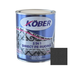 Vopsea alchidica pentru metal Kober Micaceu, efect fier forjat, interior / exterior, gri inchis, 0.75 L
