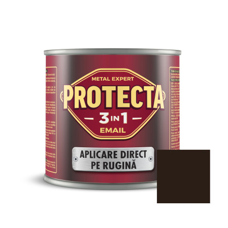 Vopsea alchidica pentru metal, Protecta 3 in 1, interior / exterior, maro inchis, 0.5 L