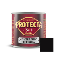 Vopsea alchidica pentru metal, Protecta 3 in 1, interior / exterior, negru, 0.5 L
