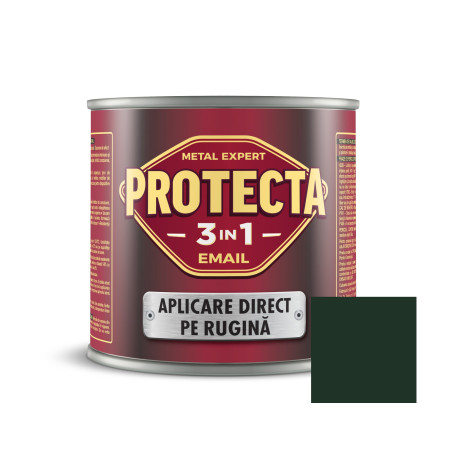 Vopsea alchidica pentru metal, Protecta 3 in 1, interior / exterior, verde inchis, 0.5 L