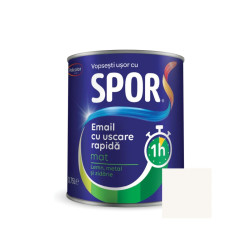 Vopsea alchidica pentru metal, Spor, cu uscare rapida, mat, interior / exterior, alb mat, 0.75 L