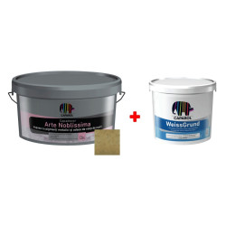 Vopsea decorativa interior, Capadecor Arte Noblissima, Curcuma 45, 1.25 L + Grund Caparol WeissGrund, interior / exterior, 1 L