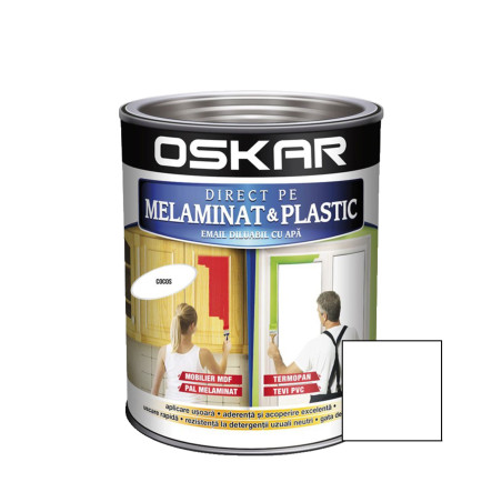 Vopsea Direct pe melaminat si plastic Oskar, interior, alb / cocos, 0.6 L