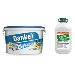 Vopsea lavabila exterior Danke, alba, 15 L + amorsa Danke 4 L