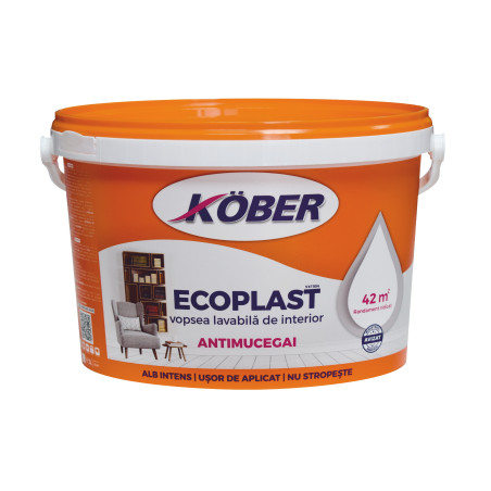 Vopsea lavabila interior, Ecoplast, antimucegai, alba, 3 L