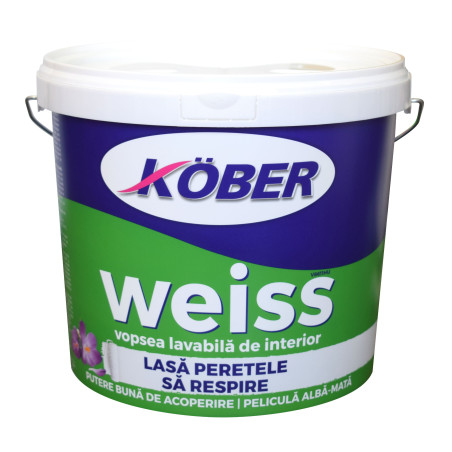 Vopsea lavabila interior, Kober Weiss, alba, 4 L