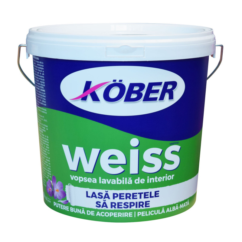 Vopsea lavabila interior, Kober Weiss, alba, 8.5 L