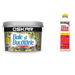 Vopsea lavabila interior, Oskar Baie si Bucatarie, rezistenta la bacterii si mucegai, alb, 2.5 L + amorsa Oskar Zero Mucegai, 1 