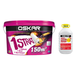 Vopsea lavabila interior, Oskar crema 1 strat, alba, 15 L + amorsa Oskar zero mucegai, 4 L