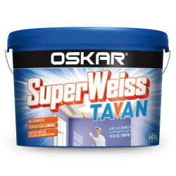 Vopsea lavabila interior, Oskar Superweiss Tavan, alba, 2.5 L