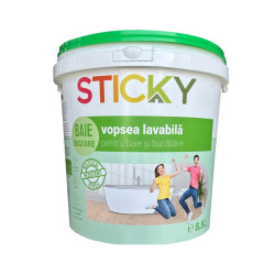 Vopsea lavabila interior, Sticky, baie si bucatarie, alba, 8.5 L