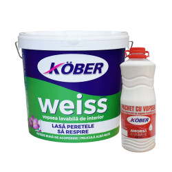 Vopsea lavabila interior, Weiss V8611, alba, 15 L + amorsa 3 L