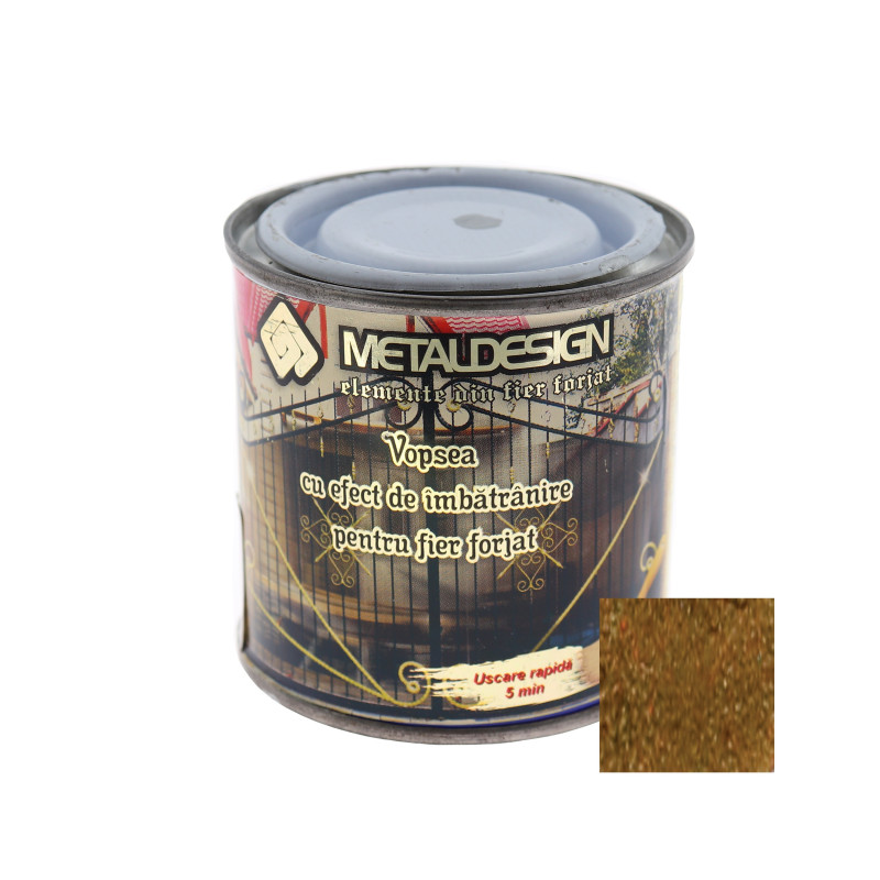 Vopsea patinata pentru metal, interior / exterior, auriu, 0.25 L