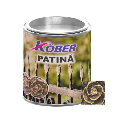 Vopsea patinata pentru metal Kober, interior / exterior, auriu, 0.2 L