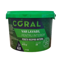 Vopsea pe baza de var lavabil, interior, Coral, alba, 2.5 L