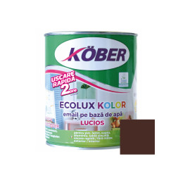 Vopsea pentru lemn / metal, Kober Ecolux Kolor, interior / exterior, pe baza de apa, lucios, brun, 0.6 L