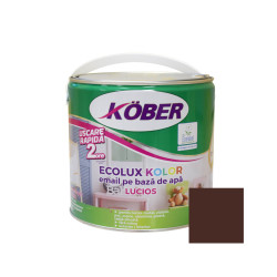 Vopsea pentru lemn / metal, Kober Ecolux Kolor, interior / exterior, pe baza de apa, lucios, brun, 2.5 L