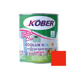 Vopsea pentru lemn / metal, Kober Ecolux Kolor, interior / exterior, pe baza de apa, lucios, rosu, 0.6 L