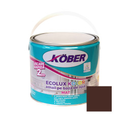 Vopsea pentru lemn / metal, Kober Ecolux Kolor, interior / exterior, pe baza de apa, mat, brun, 2.5 L