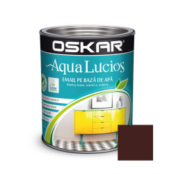 Vopsea pentru lemn / metal, Oskar Aqua Lucios, interior / exterior, pe baza de apa, maro nomad, 0.6 L