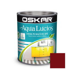 Vopsea pentru lemn / metal, Oskar Aqua Lucios, interior / exterior, pe baza de apa, maro sangria, 0.6 L