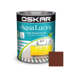 Vopsea pentru lemn / metal, Oskar Aqua Lucios, interior / exterior, pe baza de apa, maro terra, 0.6 L