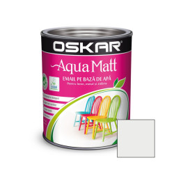 Vopsea pentru lemn / metal, Oskar Aqua Matt, interior / exterior, pe baza de apa, alb murdar nordic, 0.6 L