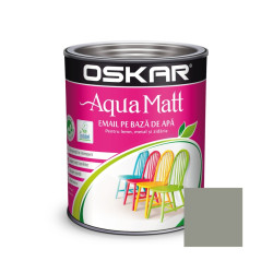 Vopsea pentru lemn / metal, Oskar Aqua Matt, interior / exterior, pe baza de apa, gri scandinav, 0.6 L