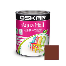 Vopsea pentru lemn / metal, Oskar Aqua Matt, interior / exterior, pe baza de apa, maro clasic, 0.6 L