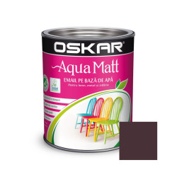 Vopsea pentru lemn / metal, Oskar Aqua Matt, interior / exterior, pe baza de apa, maro eclectic, 0.6 L