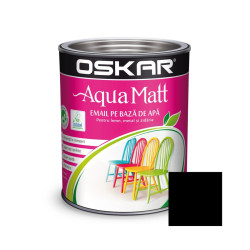 Vopsea pentru lemn / metal, Oskar Aqua Matt, interior / exterior, pe baza de apa, negru minimalist, 2.5 L