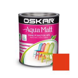 Vopsea pentru lemn / metal, Oskar Aqua Matt, interior / exterior, pe baza de apa, portocaliu / orange glamour, 0.6 L