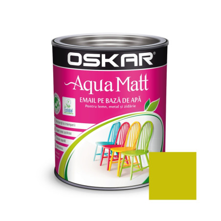 Vopsea pentru lemn / metal, Oskar Aqua Matt, interior / exterior, pe baza de apa, verde exotic, 0.6 L