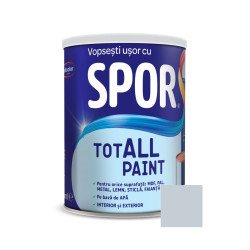 Vopsea pentru lemn / metal / sticla, Spor Totall Paint, pe baza de apa, interior / exterior, arctic / gri deschis,  0.6 L