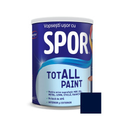Vopsea pentru lemn / metal / sticla, Spor Totall Paint, pe baza de apa, interior / exterior, atlantic / albastru inchis,  0.6 L