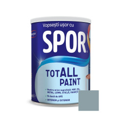 Vopsea pentru lemn / metal / sticla, Spor Totall Paint, pe baza de apa, interior / exterior, nordic / gri mediu,  0.6 L