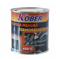 Vopsea siliconica termorezistenta Kober, negru, 0.2 L