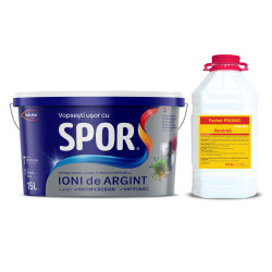 Vopsea super-lavabila interior, Spor cu ioni de argint, alba, 15 L + amorsa Policolor
