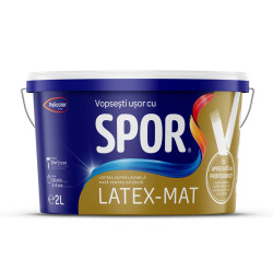 Vopsea super-lavabila interior, Spor latex-mat, alba, 2 L
