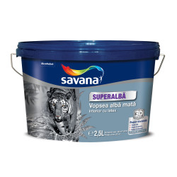 Vopsea superlavabila cu latex, interior, Savana, alb mat, 2.5 L