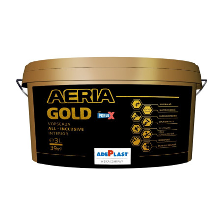 Vopsea superlavabila interior, Adeplast Aeria Gold, alba, 3 L