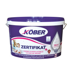 Vopsea superlavabila interior cu ioni de argint, Kober Zertifikat Plus, alba, 8.5 L